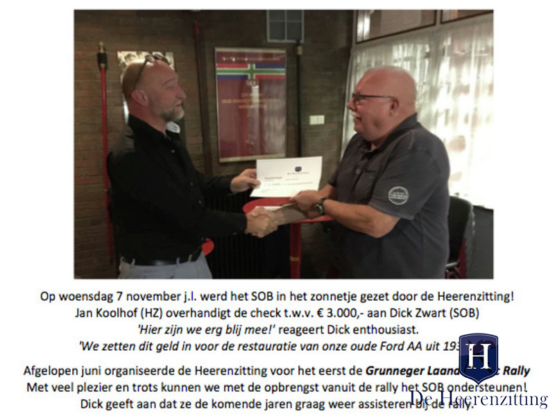 GLCR doneert opbrengst naar SOB en steunt zo met restauratie vooroorlogse Ford